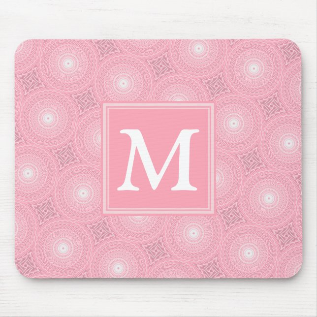 Tapis De Souris Monogramme rose cercles motif (Devant)