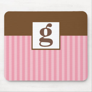 Tapis De Souris Monogramme rose et rayures