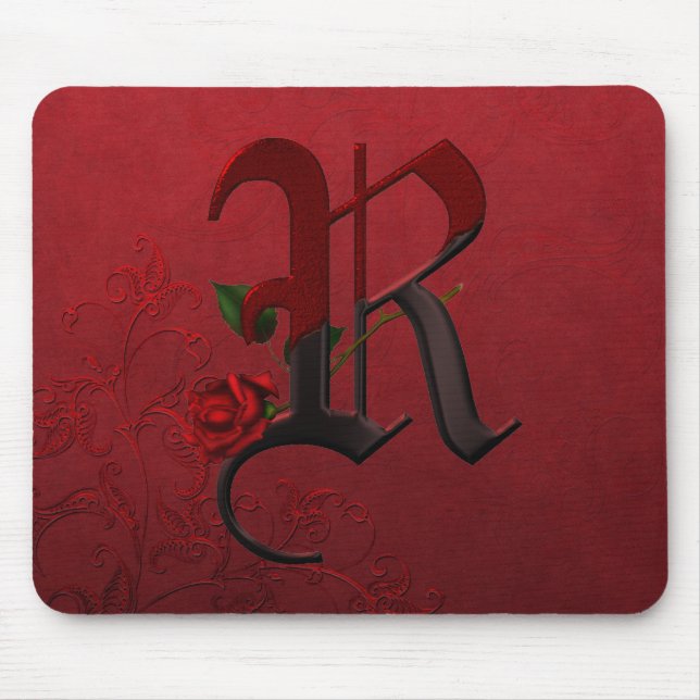 Tapis De Souris Monogramme rose gothique R (Devant)