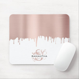 Tapis De Souris Monogramme Rose tendance Pink Gold