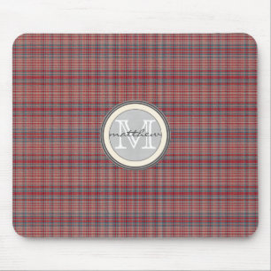 Tapis De Souris Monogramme rouge d'arrière - plan de plaid
