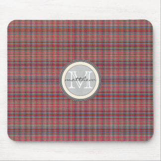 Tapis De Souris Monogramme rouge d'arrière - plan de plaid