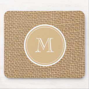 Tapis De Souris Monogramme rustique d'arrière - plan de toile de