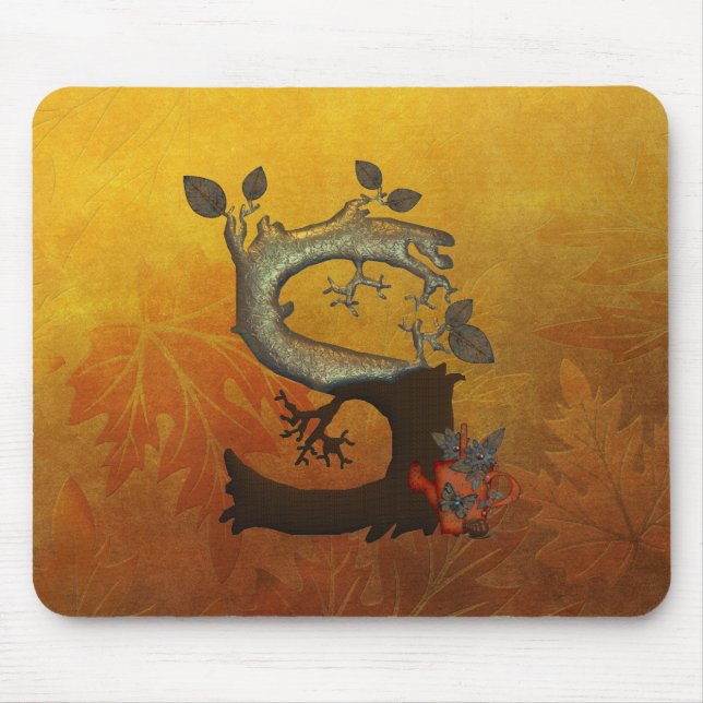 Tapis De Souris Monogramme S d'arbre d'automne (Devant)