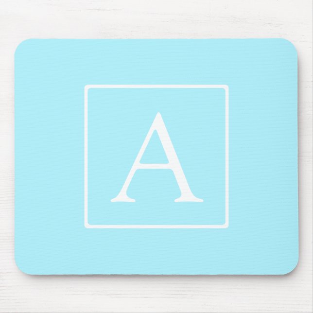 Tapis De Souris Monogramme simple bleu ciel (Devant)