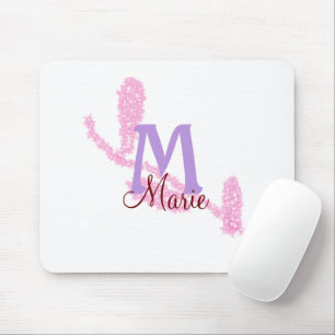 Tapis De Souris Monogramme simple rouge pailleté ajoutez votre nom