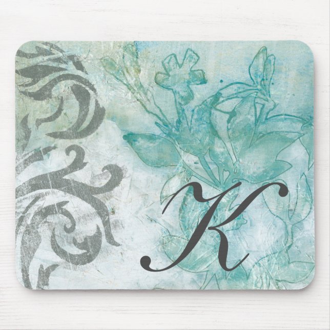 Tapis De Souris Monogramme | Spray de fleurs II (Devant)