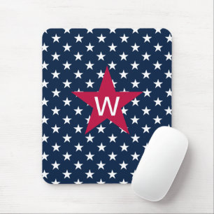 Tapis De Souris Monogramme Star Rouge Blanc Bleu Mousepad