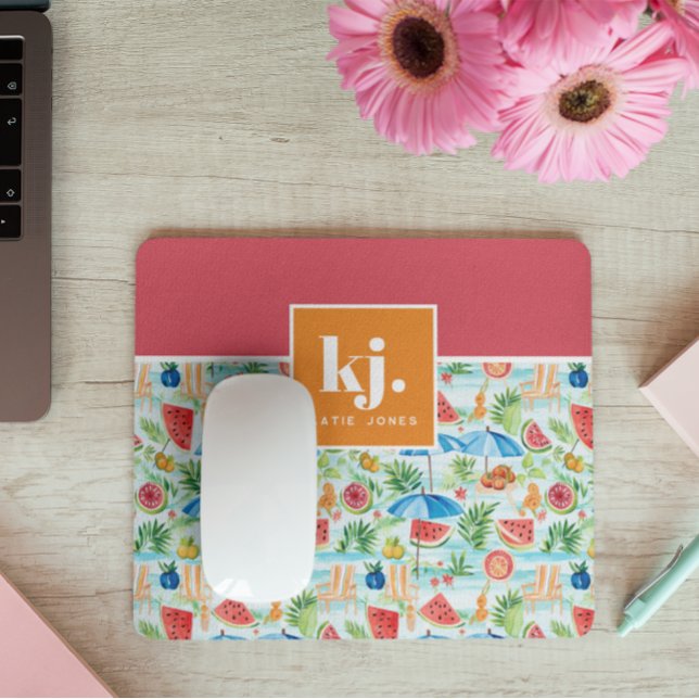 Tapis De Souris Monogramme stylé d'été amusant (Créateur téléchargé)