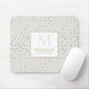 Tapis De Souris Monogramme tendance moderne goutte de pluie en or