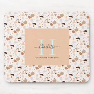 Tapis De Souris Monogramme Terrazzo Tones de la Terre Motif modern