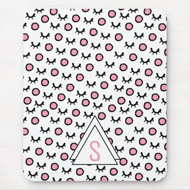 Tapis De Souris Monogramme Triangle Géométrique Moderne à Points l (Devant)