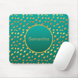 Tapis De Souris Monogramme Turquoise et or personnalisé Mousepad