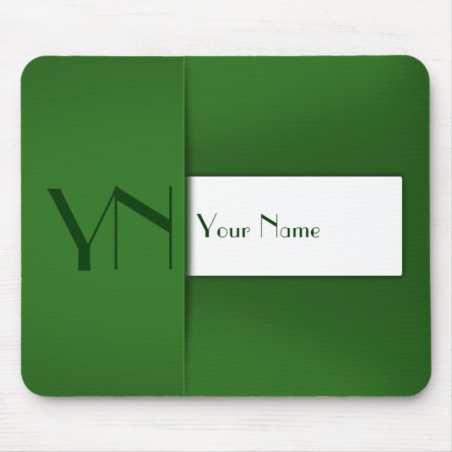 Tapis De Souris Monogramme vert simple moderne Nom - Mousepad (Devant)