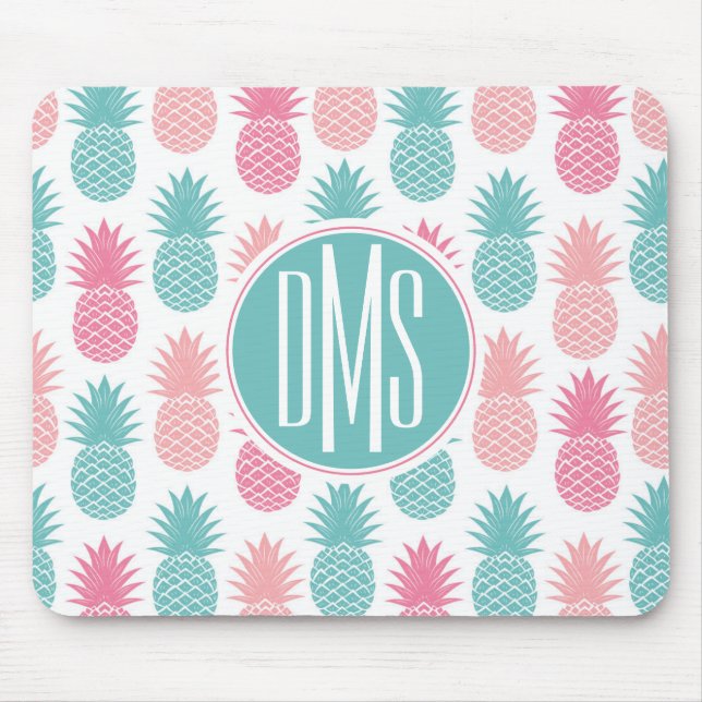 Tapis De Souris Monogramme vintage du motif | d'ananas (Devant)