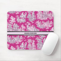 monogramme vintage fleuri rose magenta toile de jo