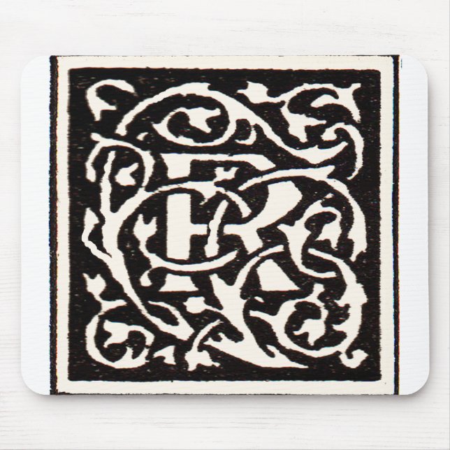 Tapis De Souris Monogramme vintage R Art Nouveau (Devant)