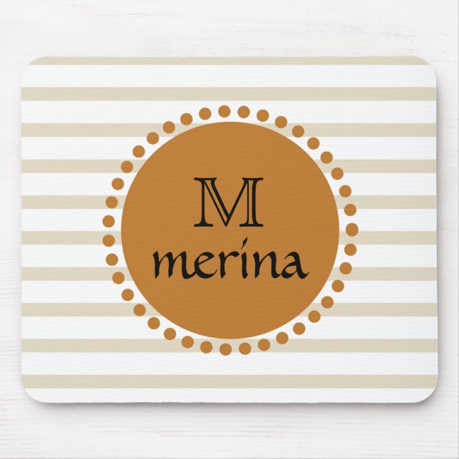 Tapis De Souris Monogramme Yellow Gold strié Cercle (Devant)