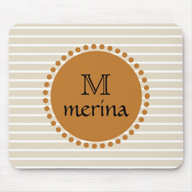 Tapis De Souris Monogramme Yellow Gold strié Cercle (Devant)
