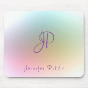 Tapis De Souris Monogrammed Handwritten Script Colorful Template