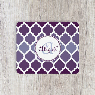 Tapis De Souris Monogrammed Purple Ombre Moroccan Lattice Pattern