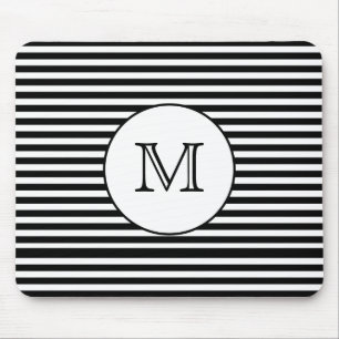 Tapis De Souris Monogrammes - Grilles noires et blanches personnal