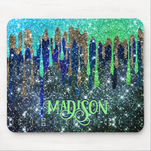 Tapis De Souris Monographie de gouttes de Parties scintillant bleu