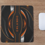 Tapis De Souris Monographie de jeu géométrique en argent, noir, or<br><div class="desc">L'arrière - plan de jeux pour le tapis de bureau est constitué d'une combinaison frappante de lignes géométriques argentées,  noires et orange. Les lignes sont disposées dans un motif captivant qui ajoute une touche de sophistication et d'élégance à votre configuration de jeu.</div>