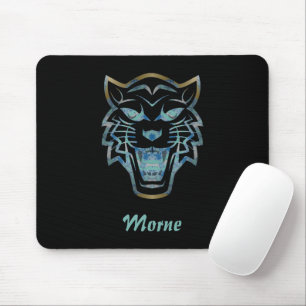 Tapis De Souris Monographie de silhouette de tigre bleu dégradé