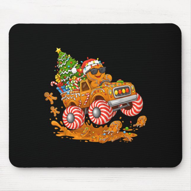 Tapis De Souris Monster Truck Gingerbread Man Funny Christmas Baki (Devant)