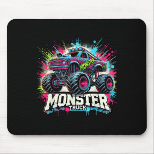 Tapis De Souris Monster Truck Retro Coloré Graffiti Toddlers Vous