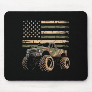 Tapis De Souris Monster Trucker Retro Monster Truck Usa Drapeau 4e
