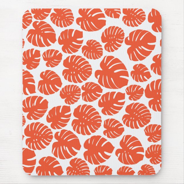 Tapis De Souris Monstera - Orange et blanc (Devant)
