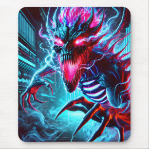 Tapis De Souris Monstre d'Horreur Néon Yeux Lumineux Cyberpunk Fan