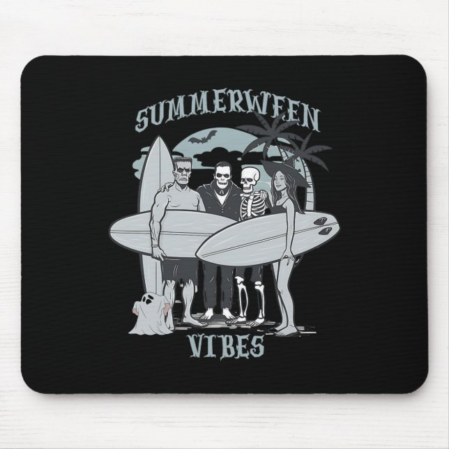 Tapis De Souris Monstres de surf Clic Vibes d'Halloween Graphique (Devant)