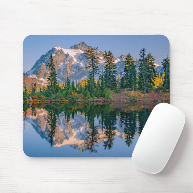 Tapis De Souris Mont Shuksan reflété dans le lac Reflection (Avec souris)