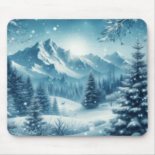 Tapis De Souris Montagne d'hiver de neige