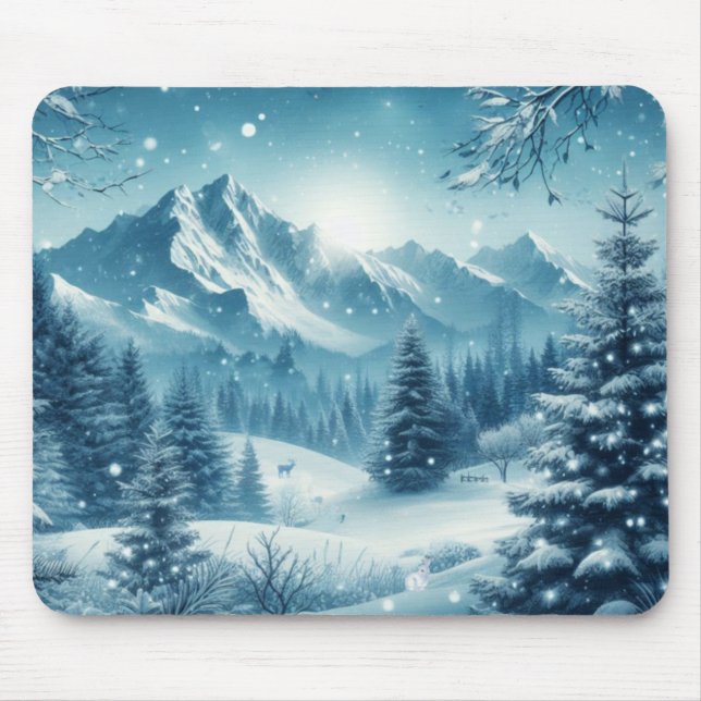 Tapis De Souris Montagne d'hiver de neige (Devant)