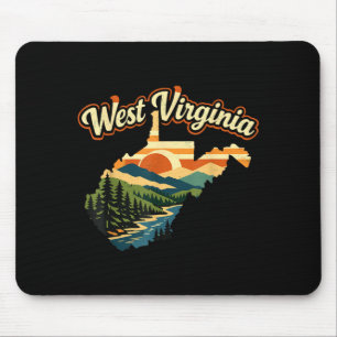 Tapis De Souris Montagne du coucher de soleil rétro de l'État de V
