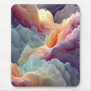 Tapis De Souris Montagnes arc-en-ciel pastel surréaliste Paysage d