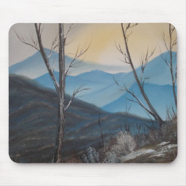 Tapis De Souris Montagnes bleues Mousepad d'hiver (Devant)