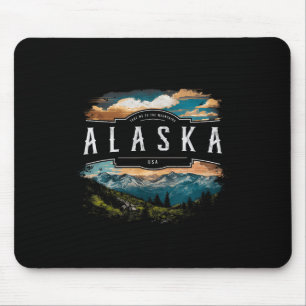 Tapis De Souris Montagnes d'Alaska Usa Randonnée Extérieur Vintage