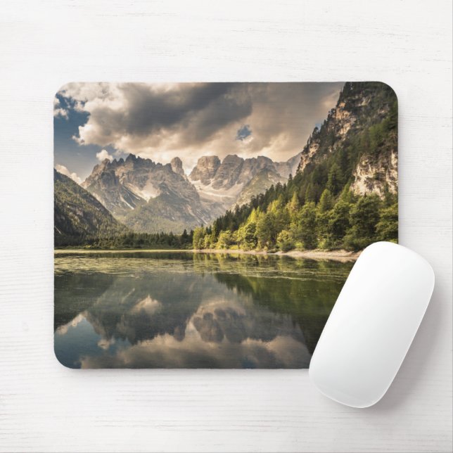Tapis De Souris Montagnes | Lac Dürrensee, Dolomites, Italie (Avec souris)