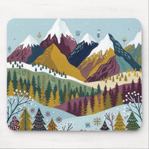 Tapis de souris Montagnes Moutarde et Prune