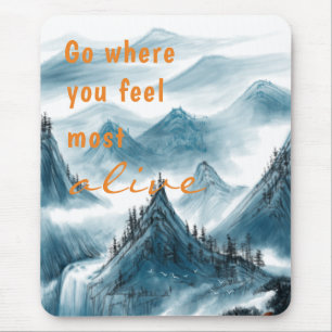 Tapis De Souris Montagnes Peinture artistique Citation inspirante