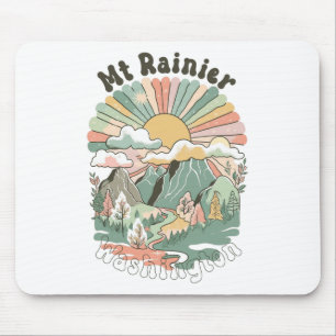 Tapis De Souris Montagnes Vintage Mt Rainier Washington Randonnée