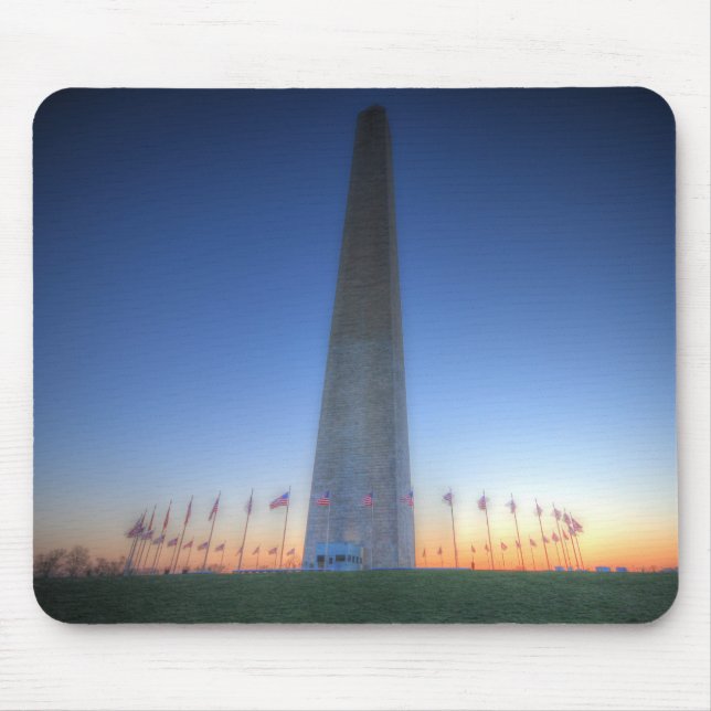 Tapis De Souris Monument de Washington avec coucher de soleil oran (Devant)