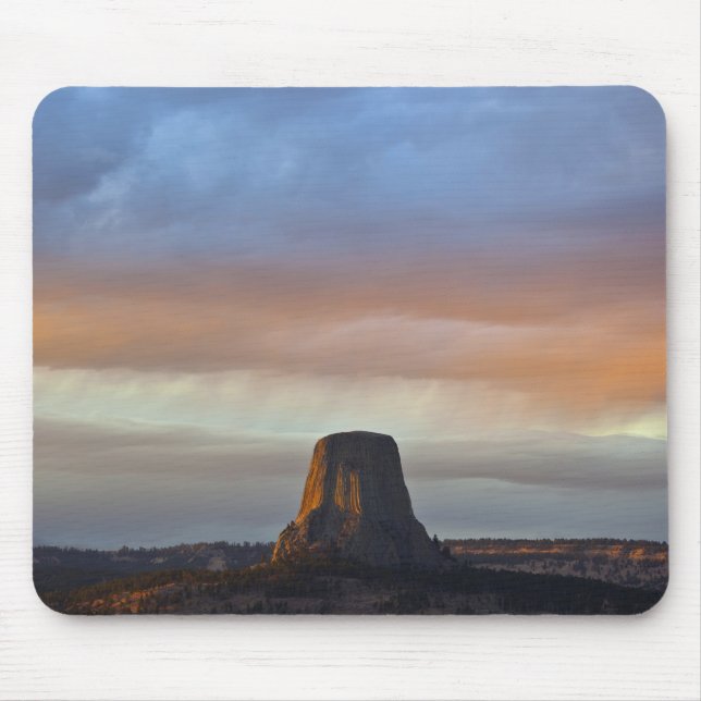 Tapis De Souris Monument national de Devils Tower, tempête au couc (Devant)