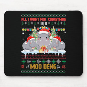 Tapis De Souris Moo Deng Tous Veulent Pour Noël Hippopotame Hippo