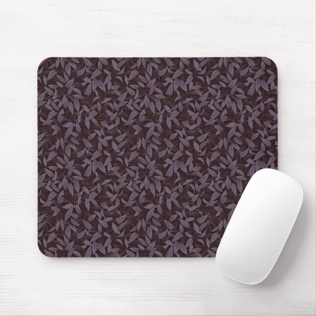 Tapis De Souris Moody Modern Chic Feuille Botanique foncée violet (Avec souris)